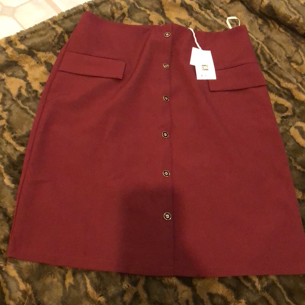 Red pretty button down pencil skirt